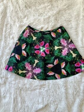 Ted Baker Black, Pink, Green Floral A Line Kaleidoscope skirt US size 8-Ted B 3